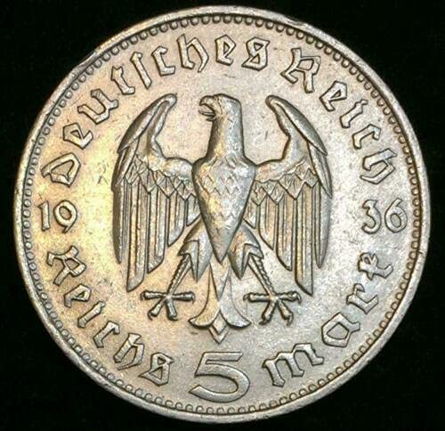 【本物保証】 ドイツ第三帝国5マルク  1936年 Amazon.com: 1936-A German 5 Mark 3rd Reich; KM#86; Silver